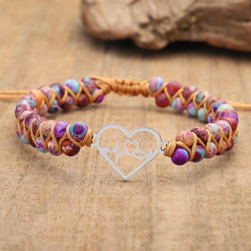 DivaGlamz To My Granddaughter-Infinity Forever Love Heart Bracelet, Natural Emperor Stone Double Layer Purple Beaded Woven Wrap Bracelets Adjustable Mind Peace Gift Jewelry - Image 2